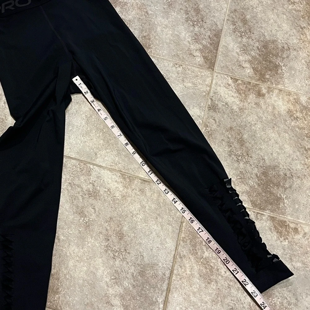 Nike Pro Dri Fit High Rise Tights Razor Hole Accents Ankle Small Black Pull On